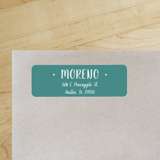 Trendy Cute Stylish | Teal  Return Address Label ("Everyday is abundantly beautiful." 
Sincerely Best Wishes from Lucky Design World)