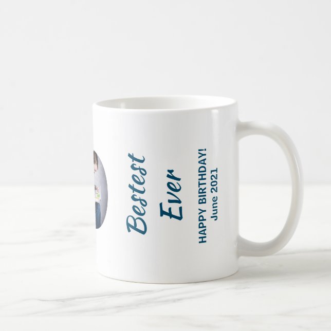 Trendy DAD Transparent Bestest Dad Ever 3 Photos Coffee Mug (Right)