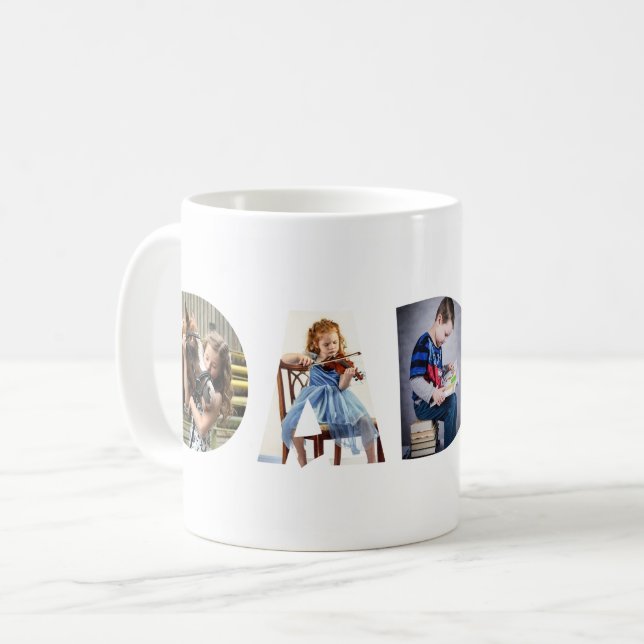 Trendy DAD Transparent Bestest Dad Ever 3 Photos Coffee Mug (Front Left)