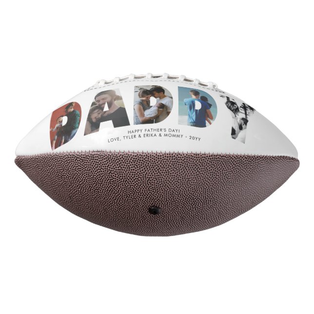 Trendy DADDY Photo Collage Chic Happy Father's Day Football (Rotated 270)