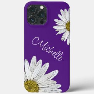 Trendy Daisies Personalised Cute Purple iPhone 13 Pro Max Case