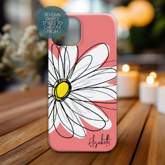 Trendy Daisy Floral and Whimsical Custom name iPhone 16 Case