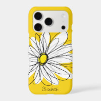 Trendy Daisy Floral Illustration - blackand yellow