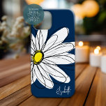 Trendy Daisy Floral Illustration Custom name iPhone 15 Case<br><div class="desc">A zen and whimsical,  hipster cover.</div>