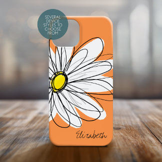 Trendy Daisy Floral Illustration Custom name Case-Mate iPhone 14 Pro Case