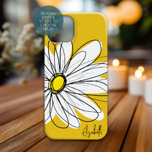Trendy Daisy Floral Illustration Custom name Case-Mate iPhone 14 Case