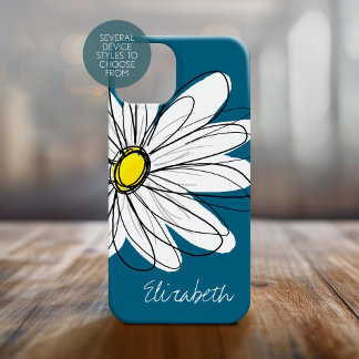 Trendy Daisy Floral Illustration Custom name Case-Mate iPhone 14 Case