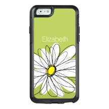 Trendy Daisy Floral Illustration - lime and yellow