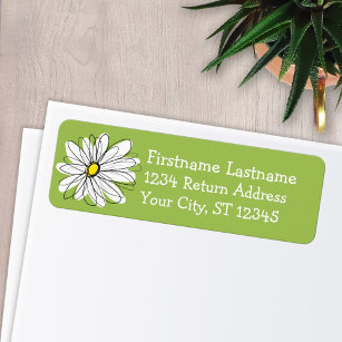 Trendy Daisy Floral Illustration - lime and yellow Return Address Label