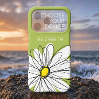 Trendy Daisy Floral Illustration lime green yellow