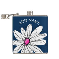 Trendy Daisy Floral Illustration - navy and pink