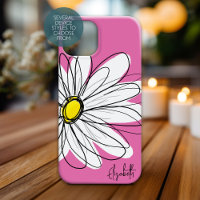 Trendy Daisy Floral Illustration - pink yellow