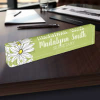 Trendy Daisy - lime and yellow - name and title
