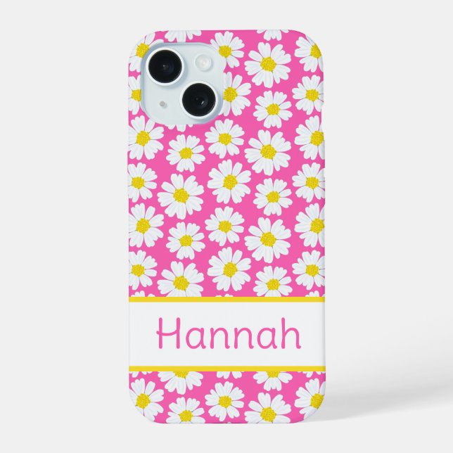 Trendy Daisy Pattern iPhone 15 Case (Back)