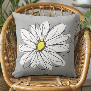 Trendy Daisy with gray and yellow Cushion