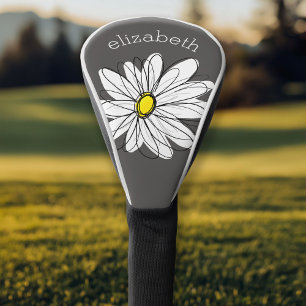 Trendy Daisy with gray and yellow Golf Head Cover