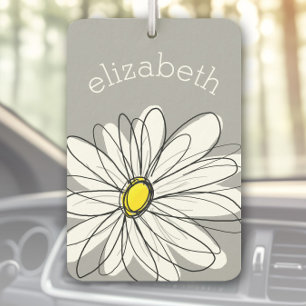 Trendy Daisy with grey and yellow Car Air Freshener