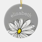 Trendy Daisy with grey and yellow Ceramic Tree Decoration (Front)