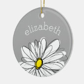 Trendy Daisy with grey and yellow Ceramic Tree Decoration (Left)