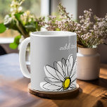 Trendy Daisy with grey and yellow Coffee Mug<br><div class="desc">A zen and whimsical,  hipster piece of art. You can add a name,  monogram or other custom text. If you need to move the art around,  click on the customise button to make changes.</div>