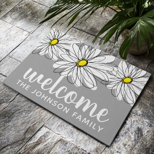Trendy Daisy with grey and yellow Doormat