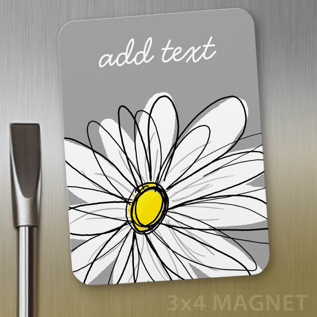 Trendy Daisy with grey and yellow Magnet (Daisy Manget)
