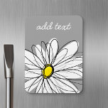 Trendy Daisy with grey and yellow Magnet<br><div class="desc">A zen and whimsical,  hipster piece of art. You can add a name,  monogram or other custom text. If you need to move the art around,  click on the customise button to make changes.</div>