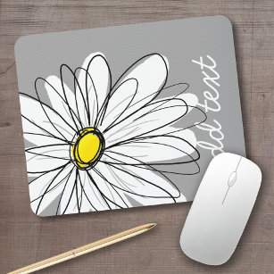 Trendy Daisy with grey and yellow Mouse Pad