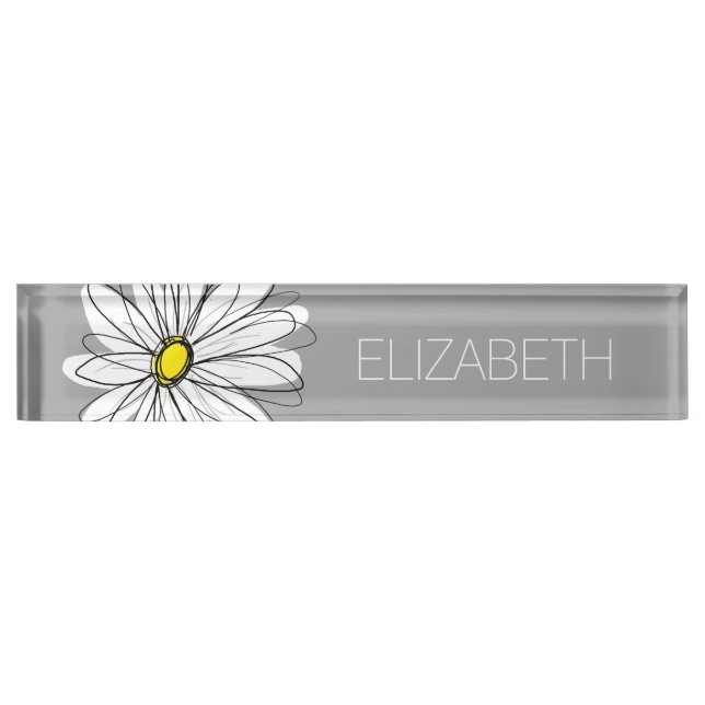 Trendy Daisy with grey and yellow Nameplate (Front)