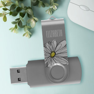 Trendy Daisy with grey and yellow USB Flash Drive