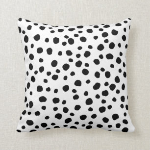 Trendy Dalmatian Dots Black and White Spots Cushion