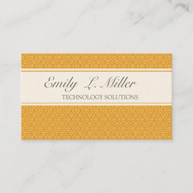 Trendy Damask Pattern Wrapped in a Banner Business Card (Front)