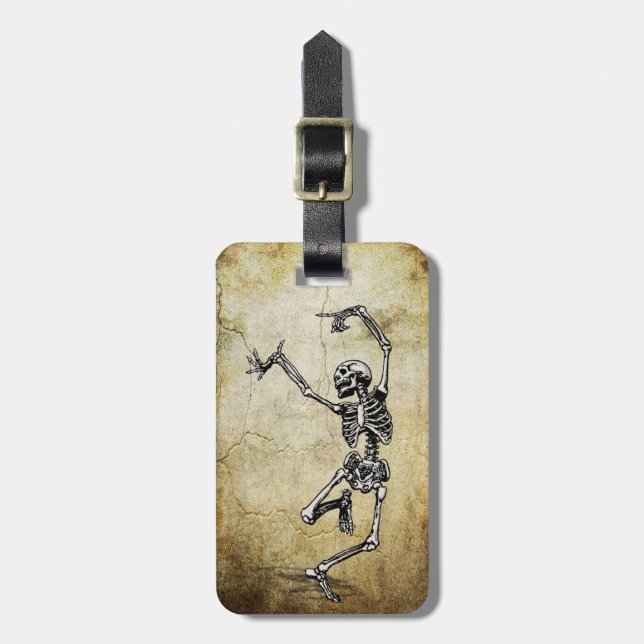 Trendy Dancing Skeleton Luggage Tag (Front Vertical)