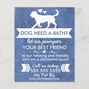 Trendy Dark Blue Dog Grooming Flyer Personalizable