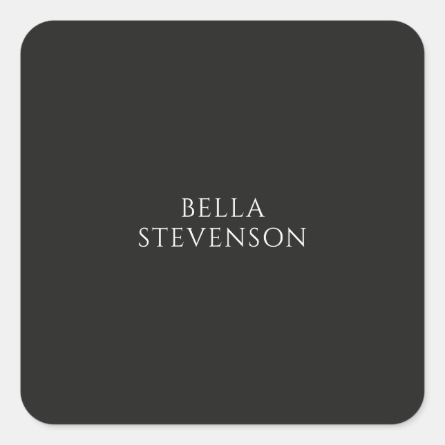 Trendy Dark Grey Plain Simple Minimalist Stylish Square Sticker (Front)