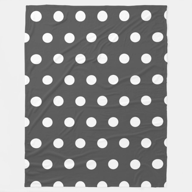 Trendy Dark Grey Polka Dots Pattern Fleece Blanket (Front)