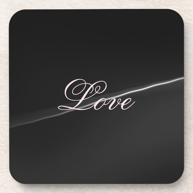 Trendy Dark Grey Wave Love Wedding Calligraphy Coaster (Front)