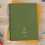 Trendy Dark Olive Modern Monogram Weekly Planner<br><div class="desc">Trendy simple personal stationery 2024 annual planner featuring a modern monogram. Modern rounded sans serif typography gives an elegant casual feel. Bold modern background colour on covers. Annual planner (12 months) with open monthly overviews and weekly planning sheets. Contact for assistance in personalising.</div>