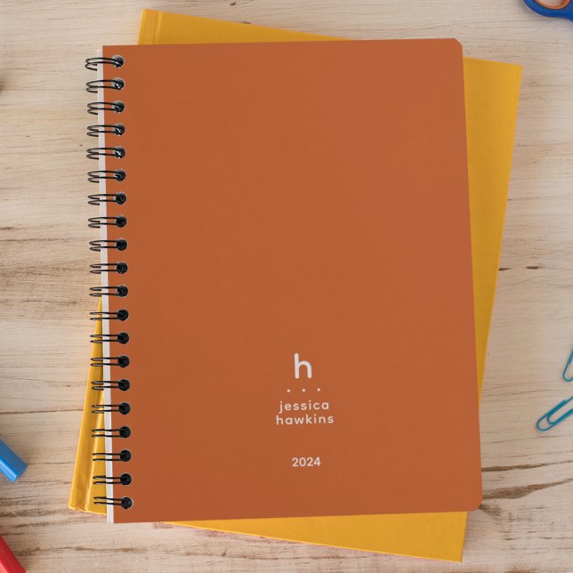 Trendy Dark Orange Modern Monogram Weekly Planner (Creator Uploaded)
