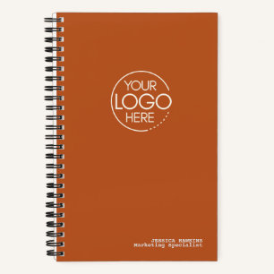 Trendy Dark Pumpkin Orange Modern Logo Notebook