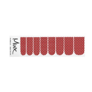 Trendy Dark red and White polka dots pattern Minx Nail Art
