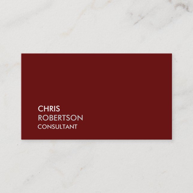Trendy Dark Red Attractive Business Card (Front)