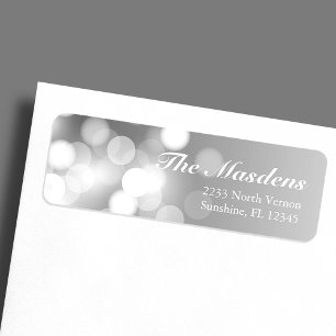 Trendy Dark Silver Sparkly Bokeh Glitter Abstract Return Address Label