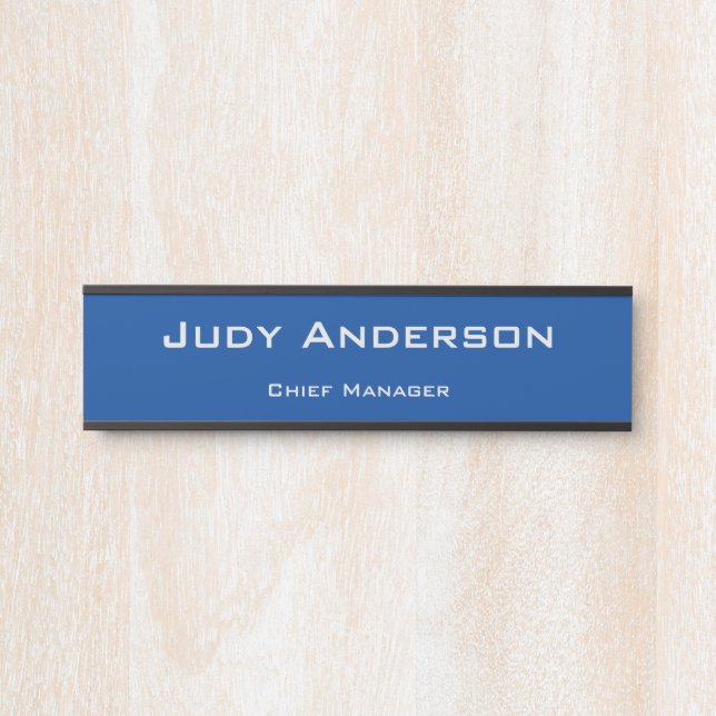 Trendy Deep Blue Professional Plain Modern Elegant Door Sign (Front)