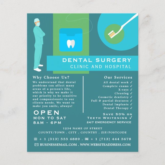 Trendy Dentist Design, Dentistry, Dentist Advert Flyer (Front)