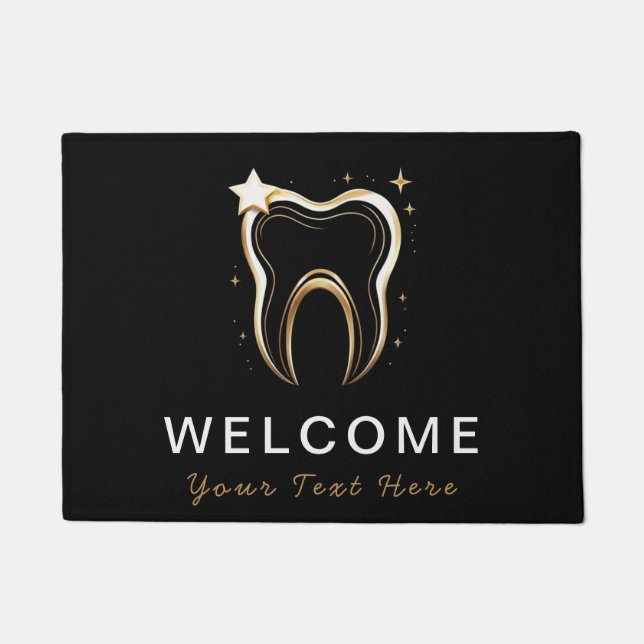 Trendy Dentist Professional Dental Black Gold Doormat (Front)