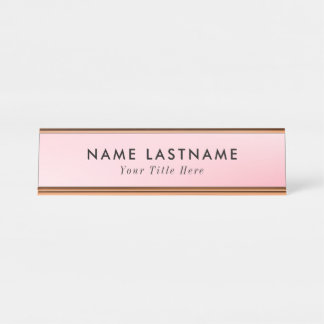 Trendy desk name plate with editable name & title 