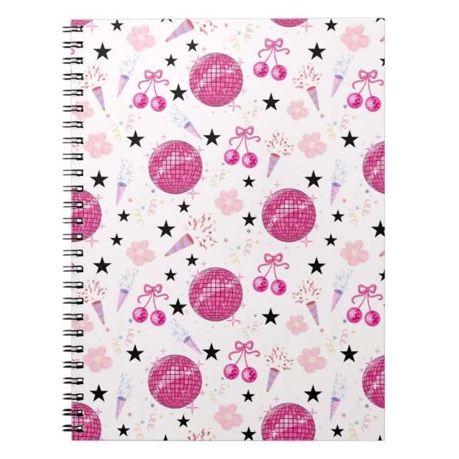 Trendy Disco Celebration Party Seamless Pattern Notebook (Front)