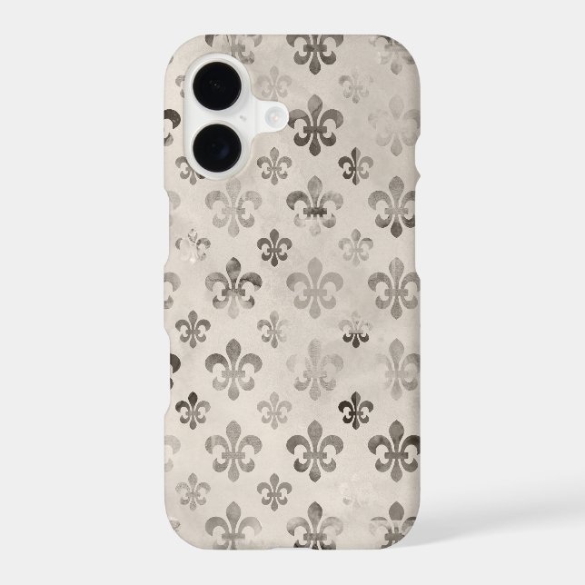 Trendy Distressed Silver Grey Fleur De Lis Pattern (Back)