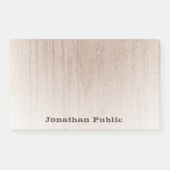 Trendy Distressed Text Wood Look Elegant Template Post-it Notes (Front)